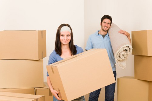 Professional movers assisting with truck loading