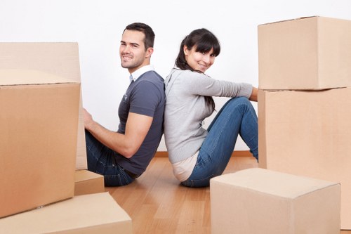 Efficient moving team handling boxes